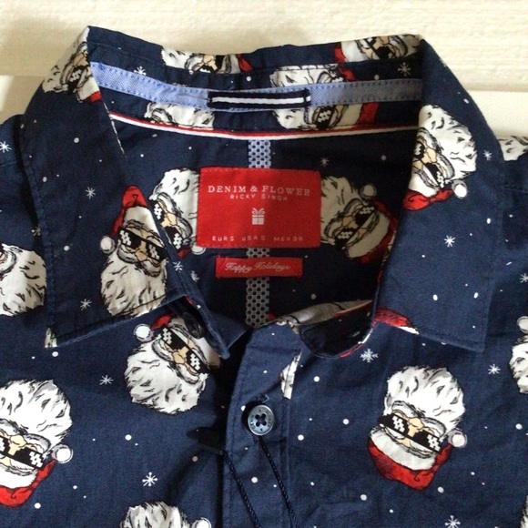 Denim & Flower Santa Sunglasses Snowflakes Shirt - Picture 5 of 7